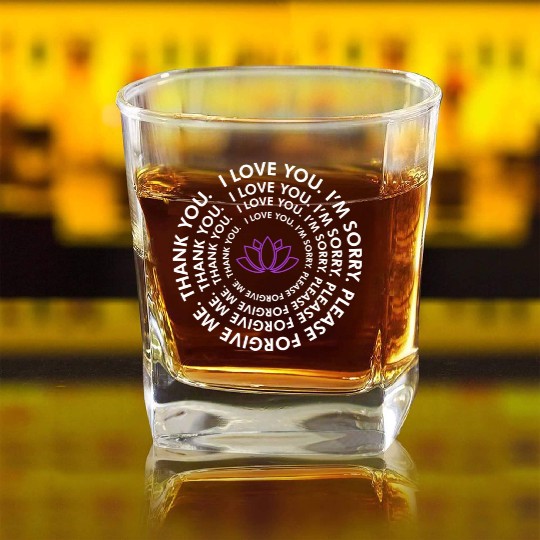 Hooponopono Healing Prayer I Love You Thank You Square Whiskey Glasses