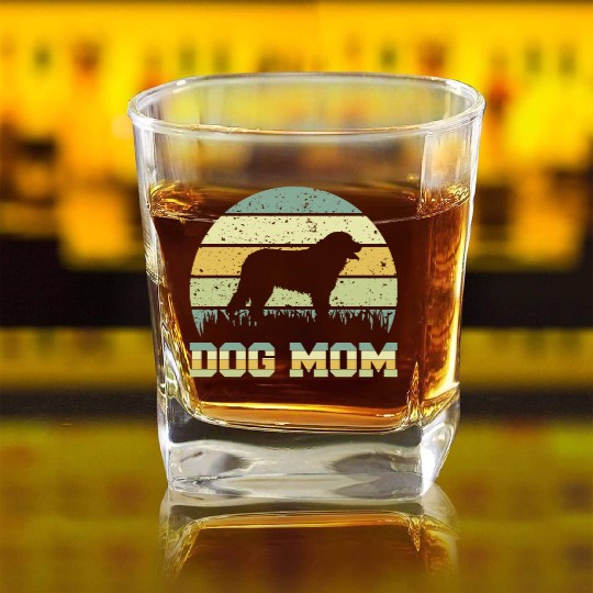 Dog Mom Sunset Dog Owners Pet Lover Gift Ideas Square Whiskey Glasses