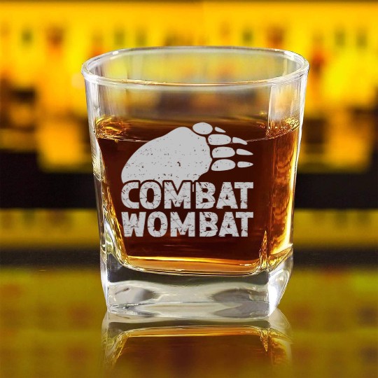 Combat Wombat For A Wombats Lover Square Whiskey Glasses