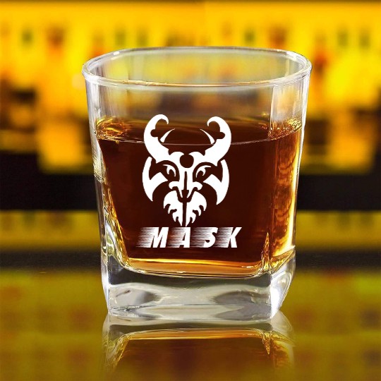 Lamb head mask Square Whiskey Glasses Design for Animal lover