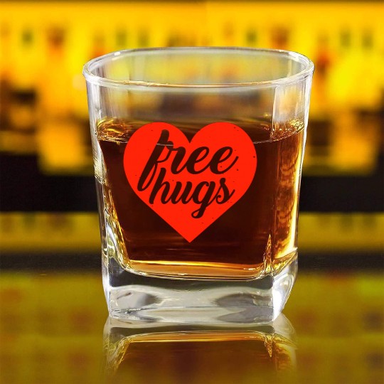 free hugs valentines day Square Whiskey Glasses