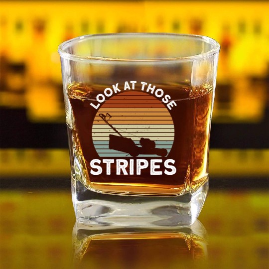 Look At Those Stripes - Lawn Mowing Funny Dad Lawn Square Whiskey Glasses
