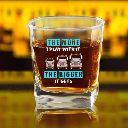 Truck Driver US FLAG, Truck, Trucker Dad Square Whiskey Glasses
