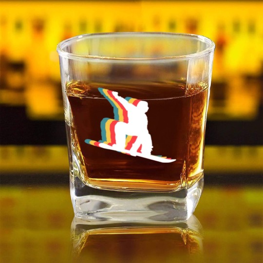 Snowboarding Snowboarder Snowboard Retro Square Whiskey Glasses