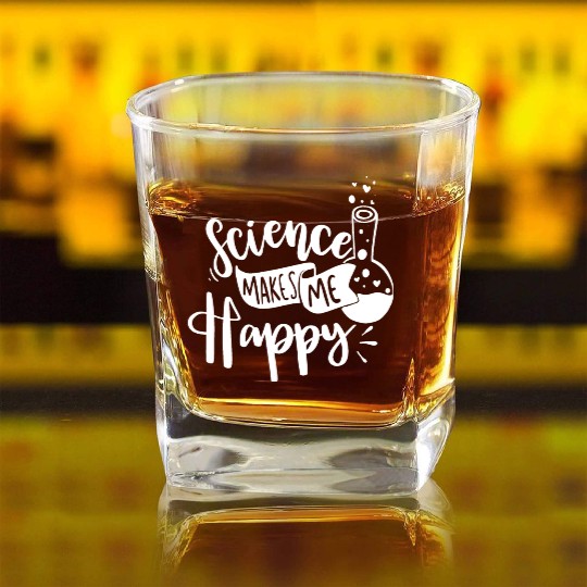 Science Happy Nerd Geek Teacher Student Gift Ideas Square Whiskey Glasses