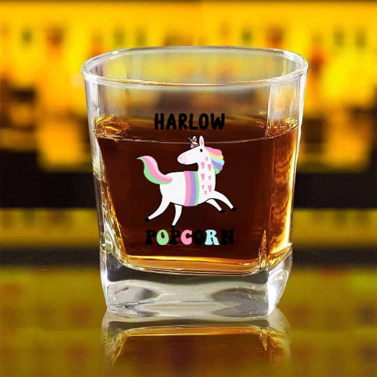 Harlow And Popcorn Merch Popcorn The Pony Square Whiskey Glasses