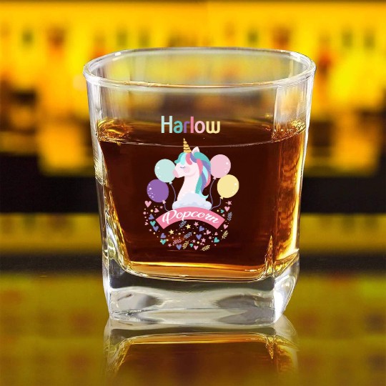 Harlow And Popcorn Merch Popcorn The Pony Square Whiskey Glasses