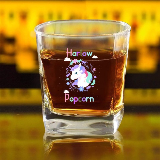 Harlow And Popcorn Merch Popcorn The Pony Square Whiskey Glasses
