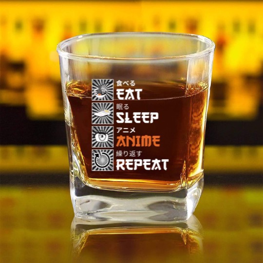 Eat, Sleep, Anime, Repeat - Gift For Christmas Day Square Whiskey Glasses