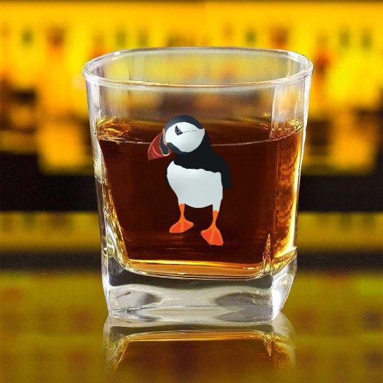 Puffin Square Whiskey Glasses, Puffin, Puffin Lover,