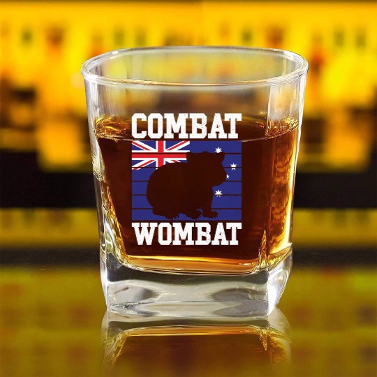 Combat Wombat For A Wombats Lover Square Whiskey Glasses