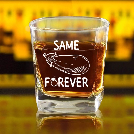 Same Eggplant Forever - Bride Bachelorette Party Square Whiskey Glasses