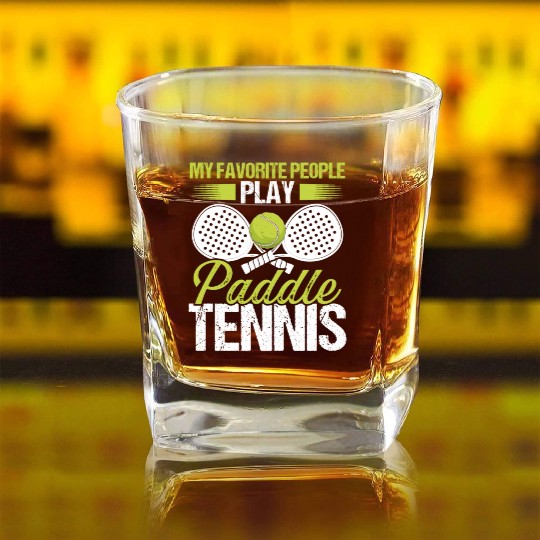 Paddle Tennis Player Match My favorite People Square Whiskey Glasses