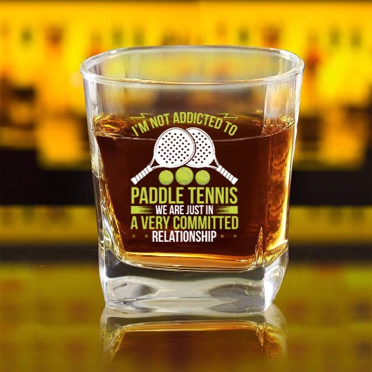 Paddle Tennis Player Match Humor Sarcasm Funny Square Whiskey Glasses