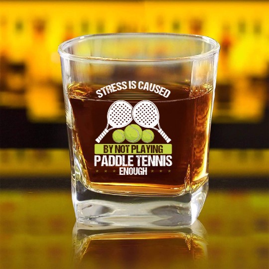 Paddle Tennis Player Match Stress is caused Square Whiskey Glasses