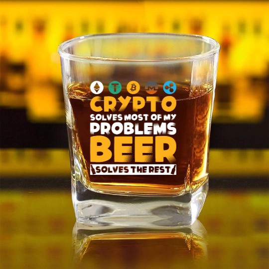The evolution of money bitcoin btc crypto Square Whiskey Glasses