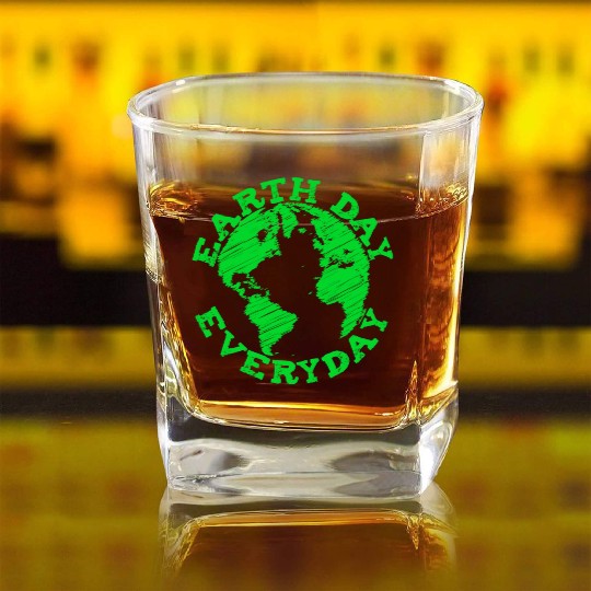 Earth Day Everyday Artitistic Design Save The Plan Square Whiskey Glasses