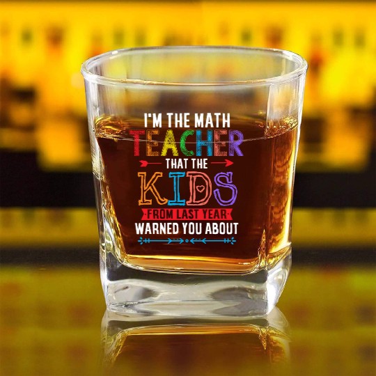 Math Teacher Unicorn Square Whiskey Glasses