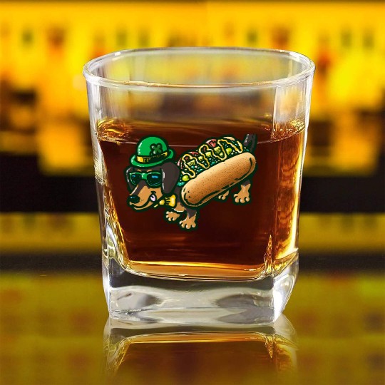 St Patrick's Day Chicago Dog Square Whiskey Glasses
