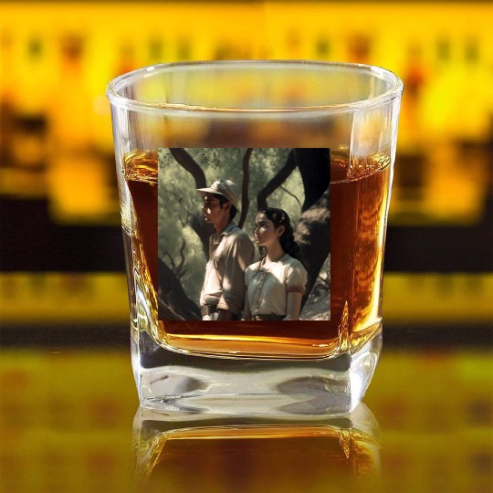screengrab from a 1920s film scene beautiful Square Whiskey Glasses