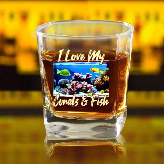 Saltwater aquarium coral fish Square Whiskey Glasses