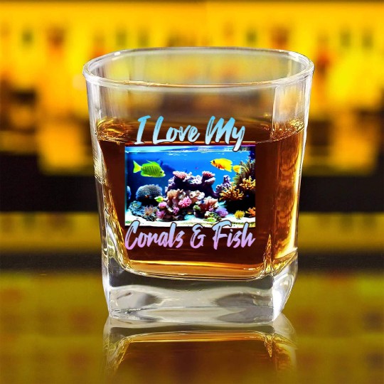 Saltwater aquarium coral fish Square Whiskey Glasses