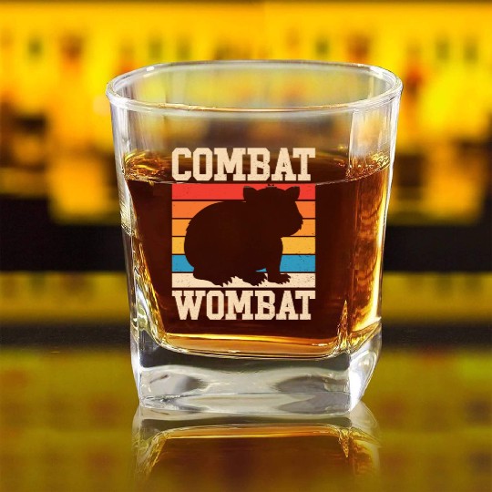 Combat Wombat For A Wombats Lover Square Whiskey Glasses
