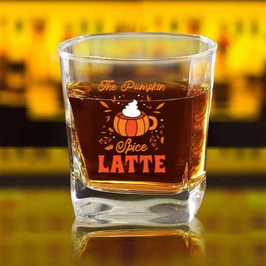 Pumpkin Spice Latte Halloween Coffee Lover Tarot Square Whiskey Glasses