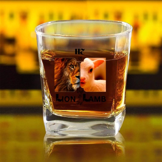 He is the Lion and the Lamb Square Whiskey Glasses