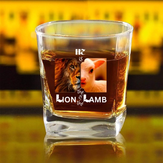 He is the Lion and the Lamb Square Whiskey Glasses