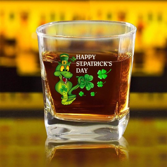 Happy St Patricks Day Snake Graphic Great Gift Square Whiskey Glasses