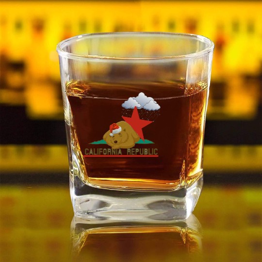 California bear in winter Square Whiskey Glasses