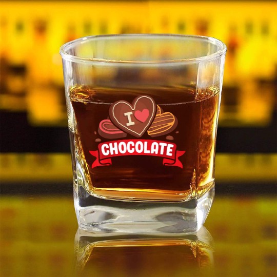 I Love Chocolate Sweets Candy Chocolate Bar Square Whiskey Glasses