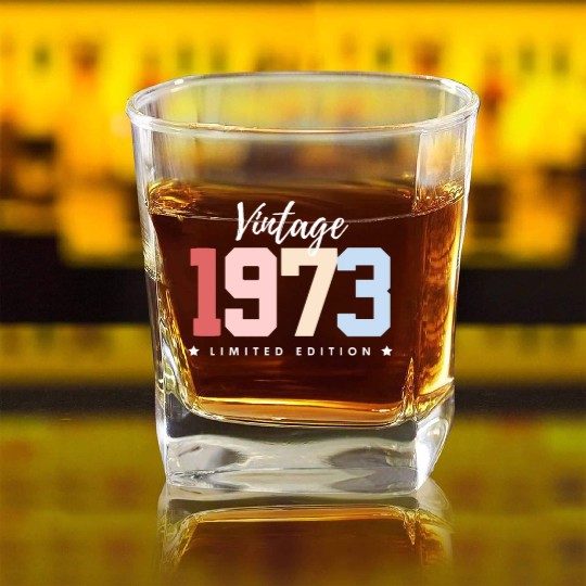 50 Years Vintage 1973 Retro 50th Birthday Square Whiskey Glasses