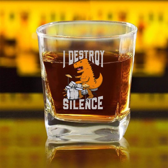 I Destroy Silence Drummer Band Music Beat Drum Square Whiskey Glasses