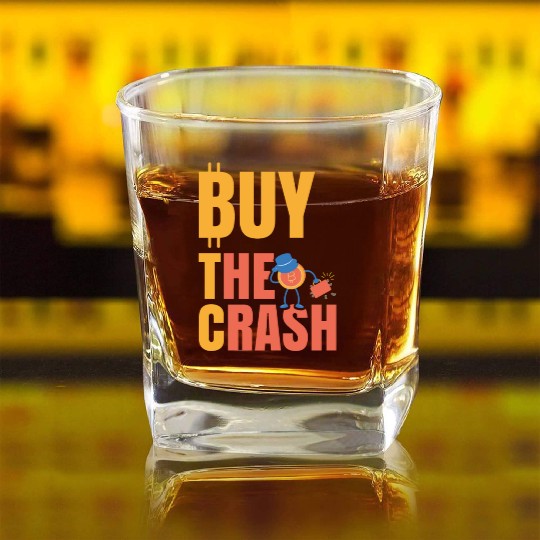 BTC Buy The Crash Crypto Bitcoin Square Whiskey Glasses