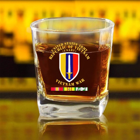 Army US Army Vietnam USARV Vietnam War w SVC Square Whiskey Glasses