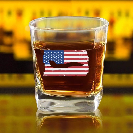 F-14 Tomcat Fighter Jet American Flag F14 Tomcat Square Whiskey Glasses