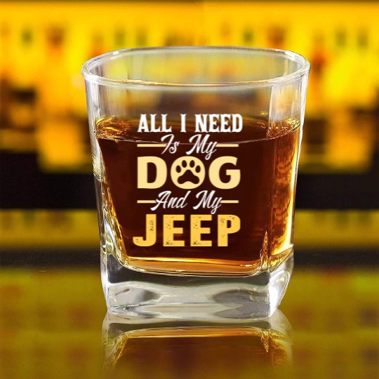 Dog Jeep Lover- For Men- For Women Square Whiskey Glasses