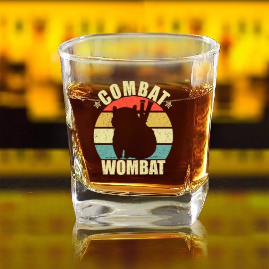 Combat Wombat For A Wombats Lover Square Whiskey Glasses