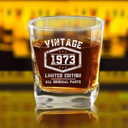 50 Years Vintage 1973 Retro 50th Birthday Square Whiskey Glasses