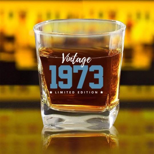 50 Years Vintage 1973 Retro 50th Birthday Square Whiskey Glasses