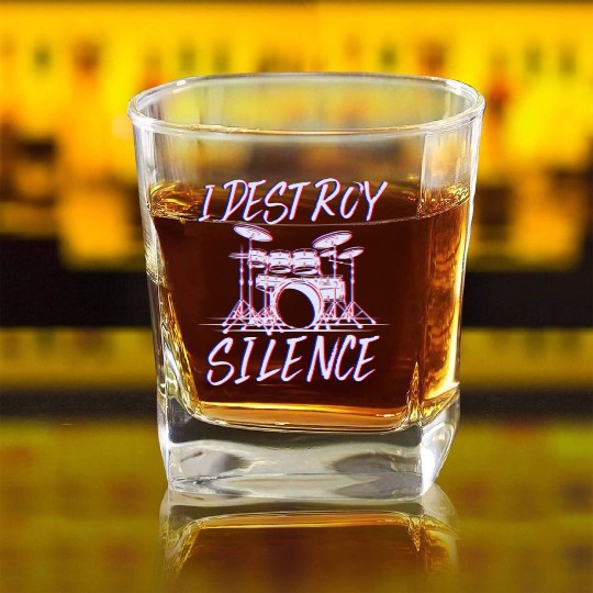 I Destroy Silence Drummer Band Music Beat Drum Square Whiskey Glasses
