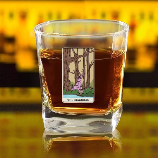 Mythical Creatures Cryptid Tarot Design for Square Whiskey Glasses