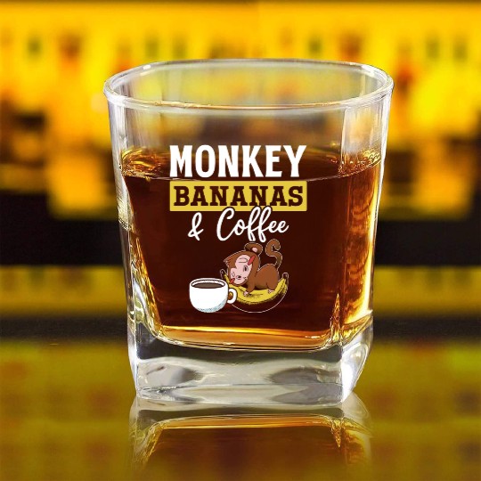 Monkey Bananas & Coffee - Orangutans Monkey Square Whiskey Glasses