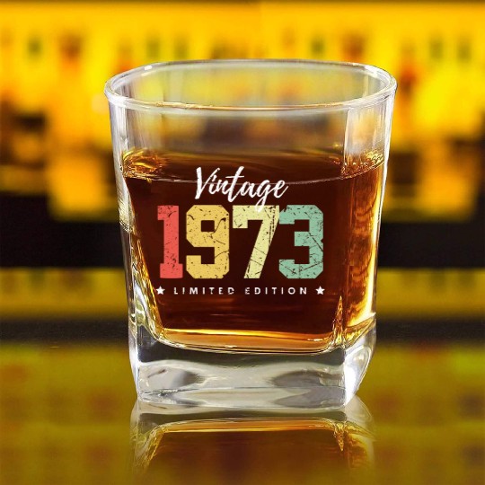 50 Years Vintage 1973 Retro 50th Birthday Square Whiskey Glasses