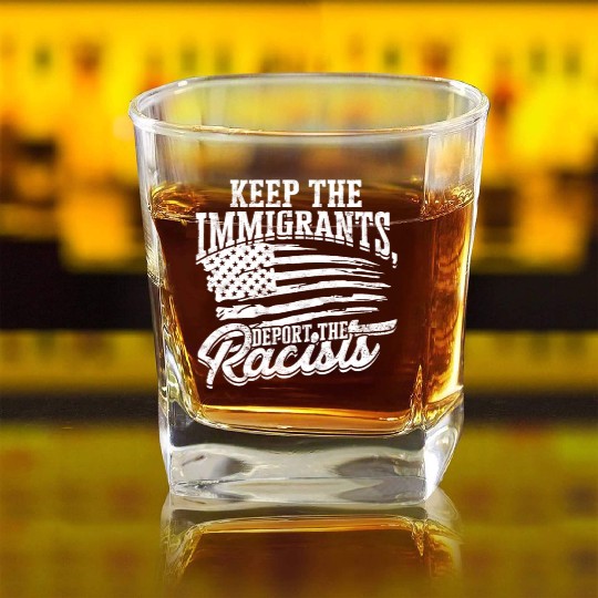 US Immigrant Indigenous USA Immigrants america Square Whiskey Glasses