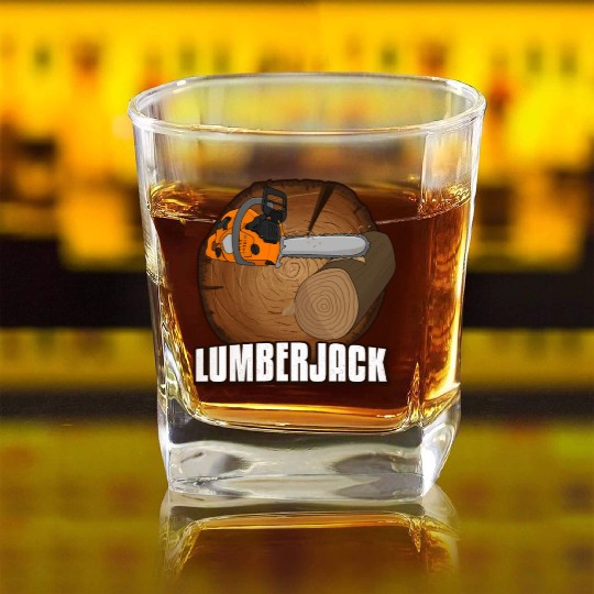chainsaw Lumberjack Square Whiskey Glasses