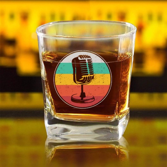 Karaoke Singer Microphone Vocalist Square Whiskey Glasses