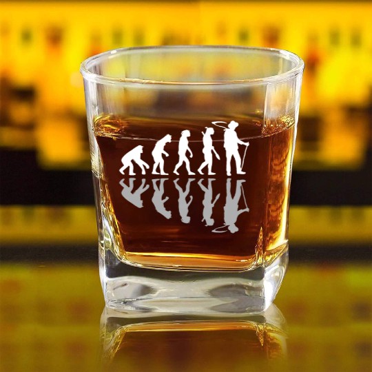 Human Evolution Farmer Farming Farm Lover Square Whiskey Glasses